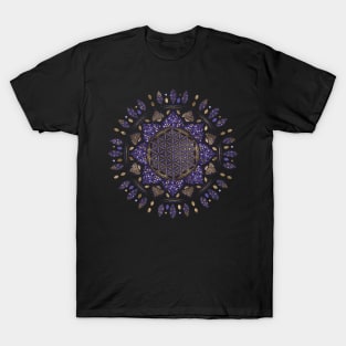 Flower of Life Dot Art Pastels, purples and gold T-Shirt